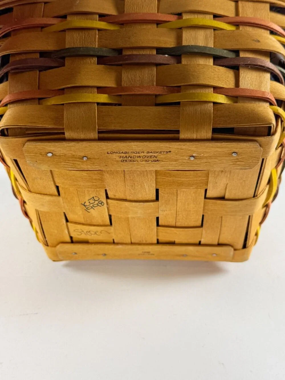 Longaberger 1998 Christmas Liner W/Handle Square Basket & Insert Clear Protector